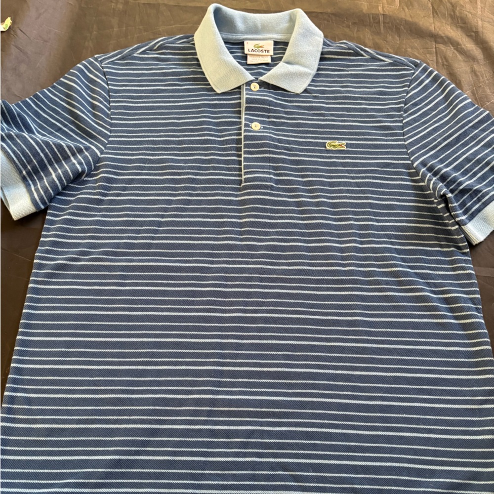 Men’s slim fit striped Lacoste Polo